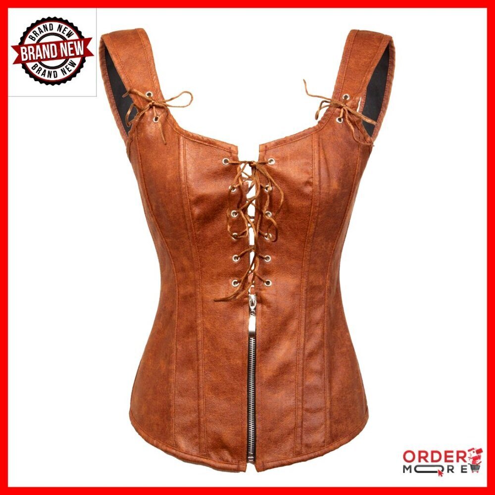 Vintage Steampunk Bustier Corset Renaissance Style Lace Up Zipper Closure